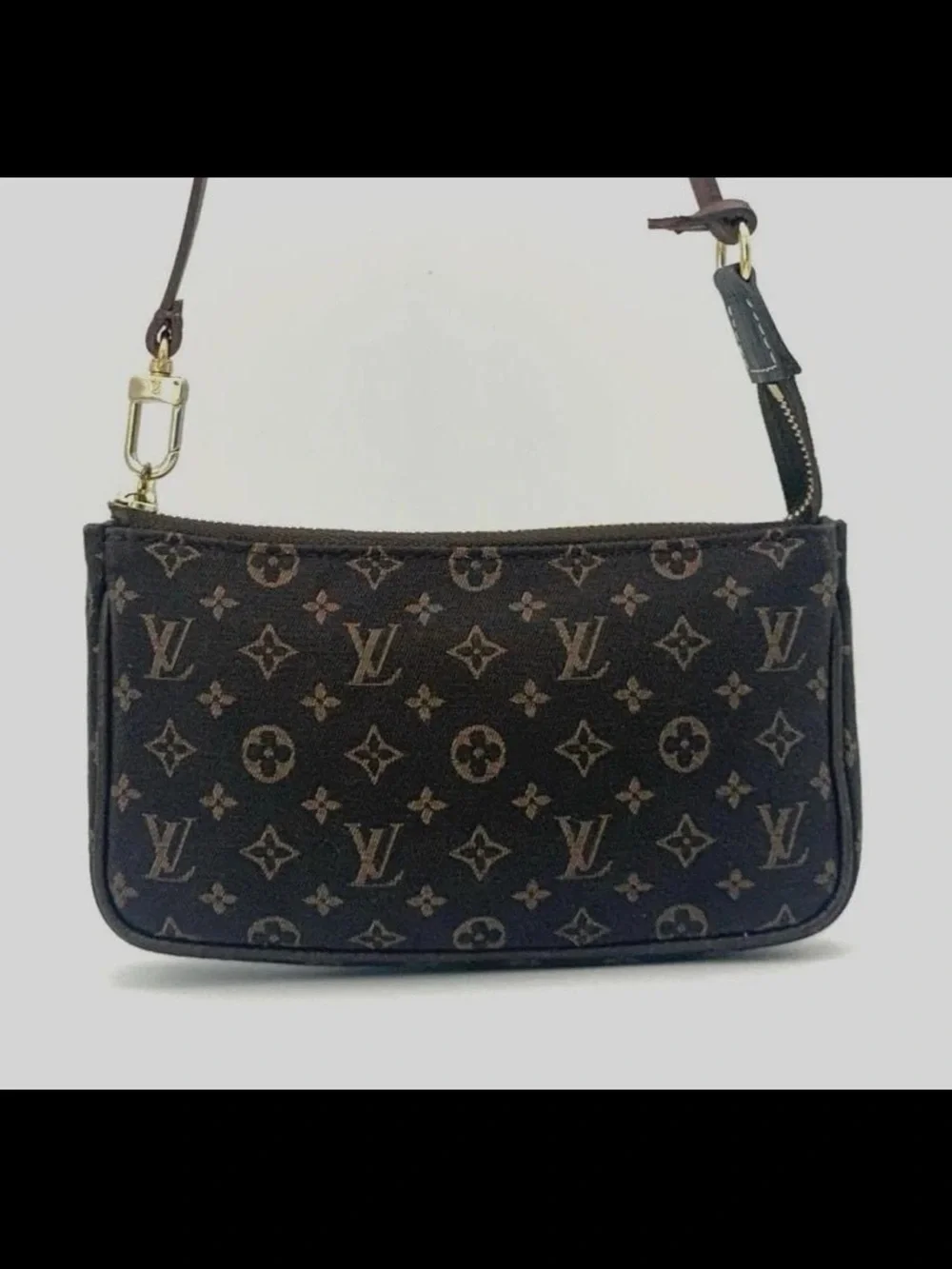 Louis Vuitton Monogram Canvas Mini Pochette in Brown with Gold Hardware